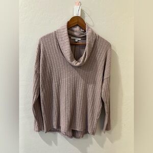 Green Envelope Muted Lilac Ribbed Cowl Neck Dolman Sleeve Super Soft Top Medium